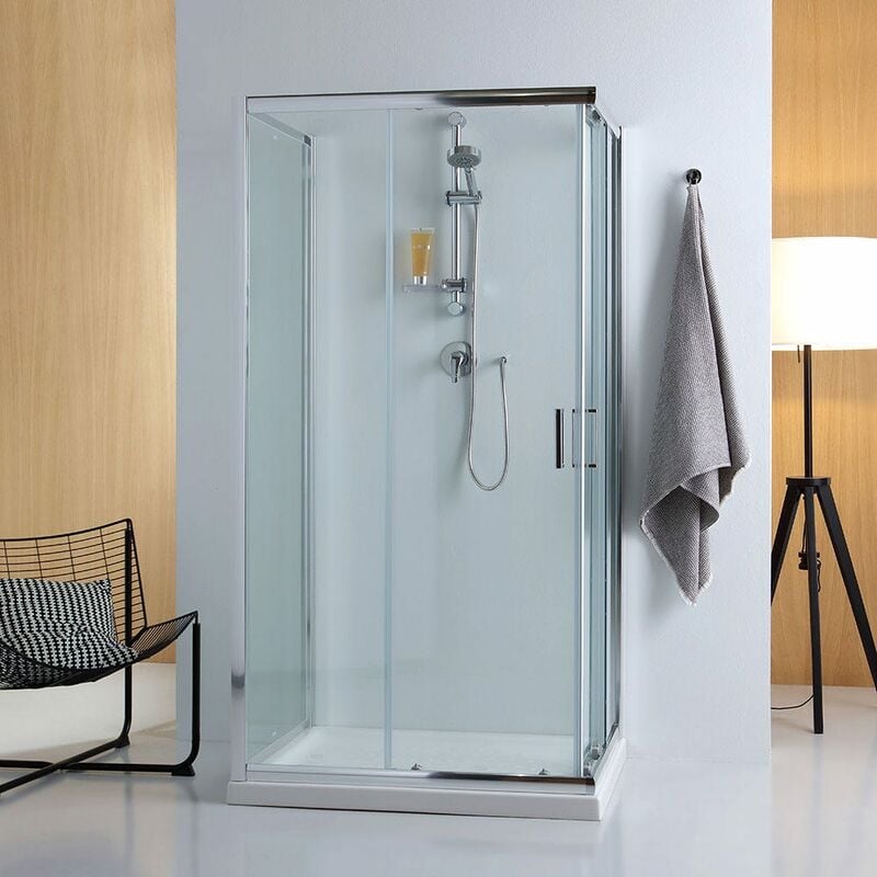 immagine 0 del prodotto box doccia 3 lati 80x100x80 vetro trasparente 6mm profili in alluminio