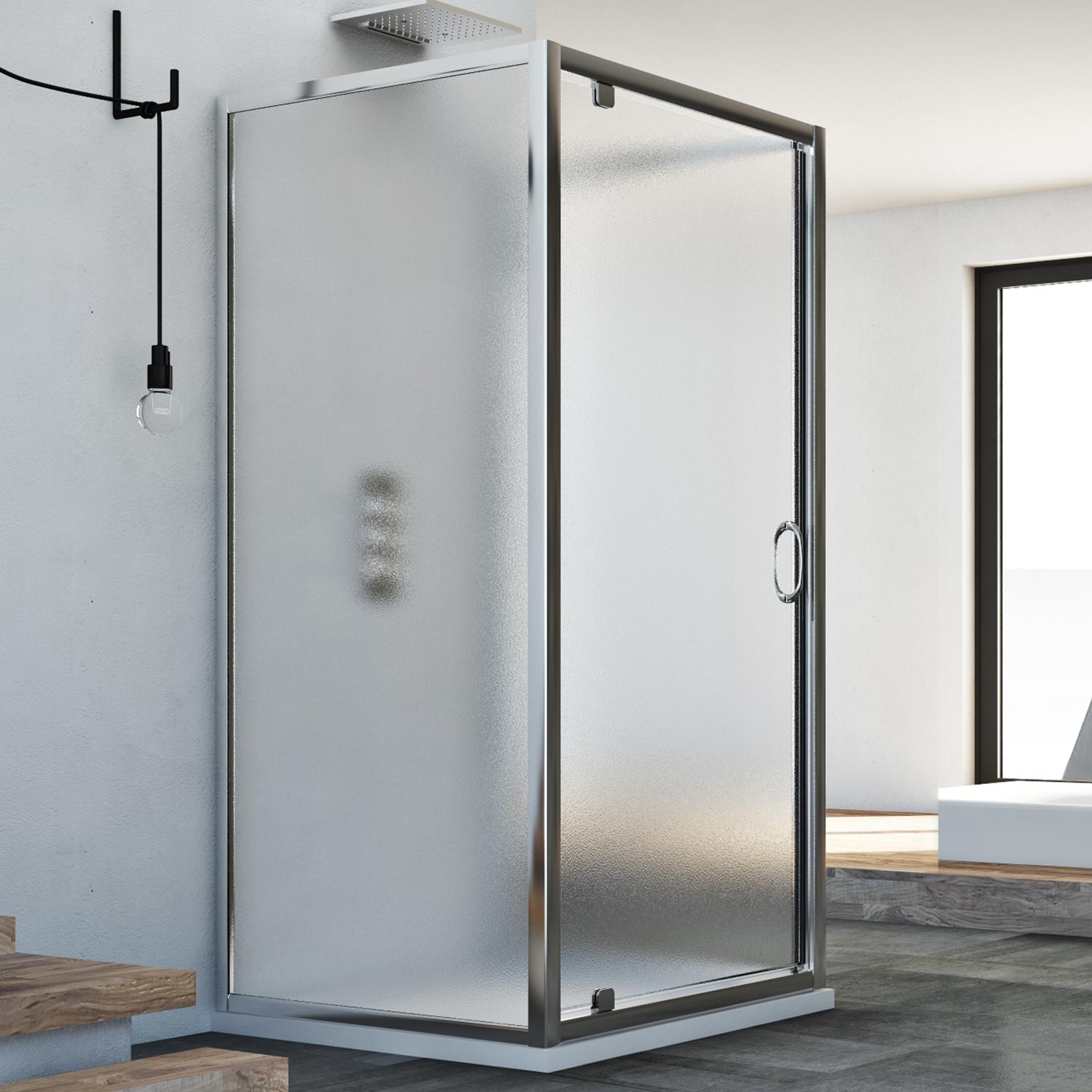 foto del prodotto box doccia 3 lati 90x75x90 ap. 75 cm h185 stampato c mod. sintesi trio 1 anta