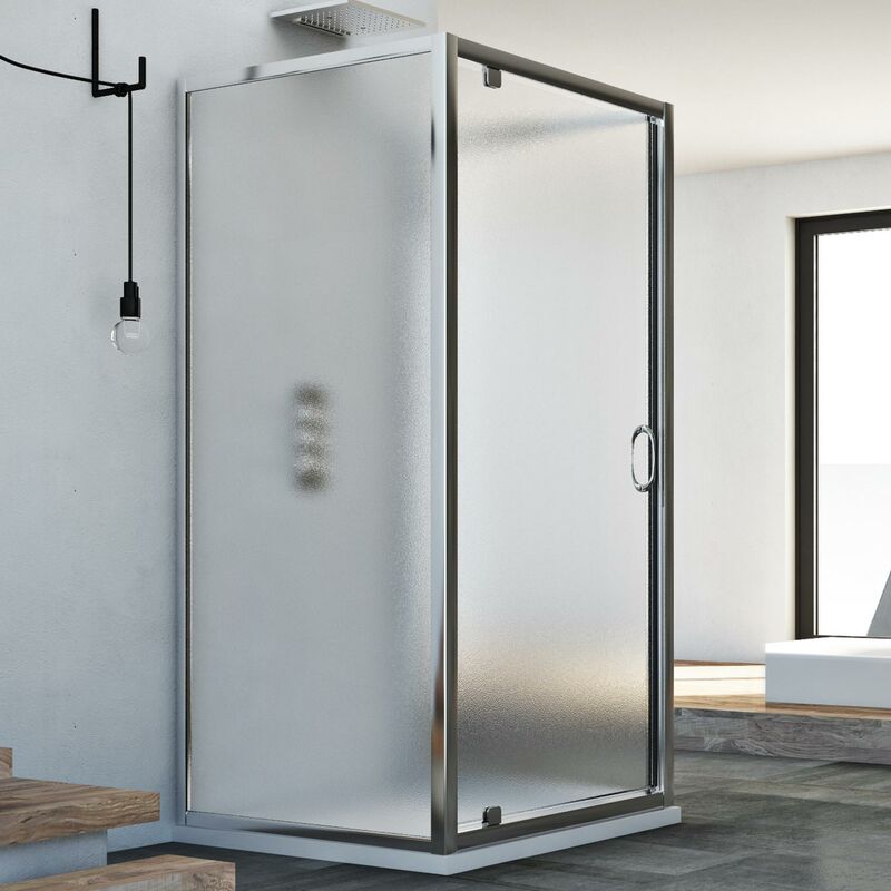 foto del prodotto box doccia 3 lati battente vetro stampato h 185 mod. sintesi trio 1 anta 80x100x80 ap. 100 cm