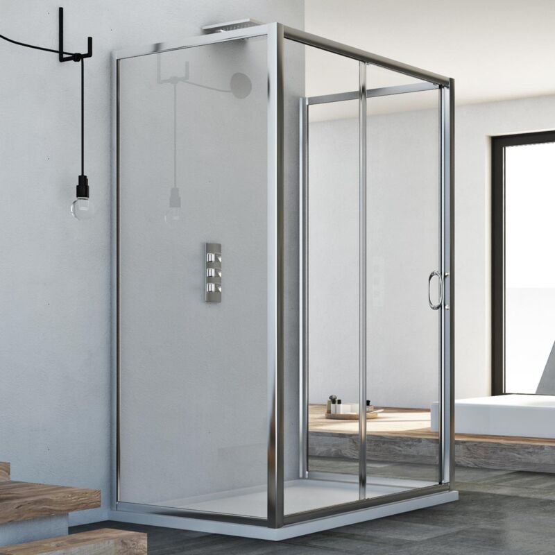 foto del prodotto box doccia 3 lati scorrevole vetro trasparente h 185 mod. replay trio 1 anta 70x130x70 cm
