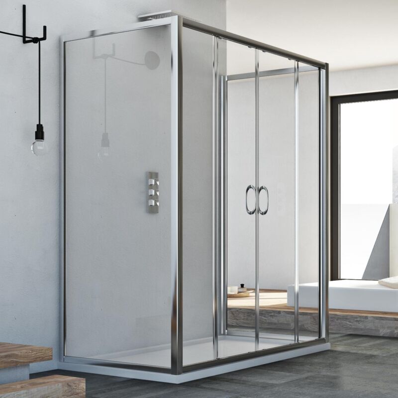 foto del prodotto box doccia 3 lati scorrevole vetro trasparente h 185 mod. replay trio 2 ante 70x130x70 cm