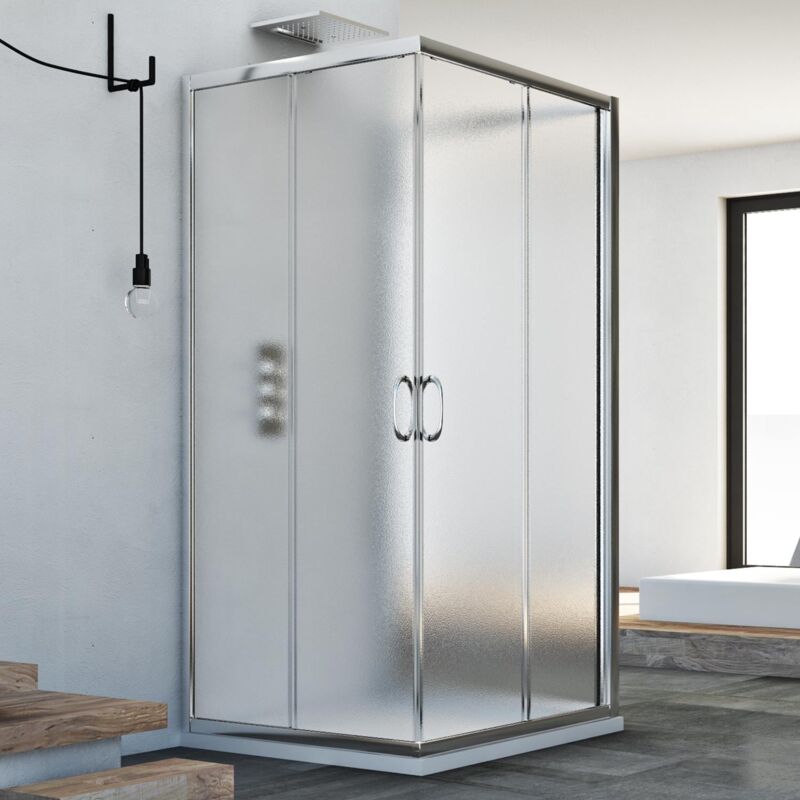 foto del prodotto box doccia 3 lati vetro stampato h 185 mod. junior trio 70x90x70 cm rettangolare