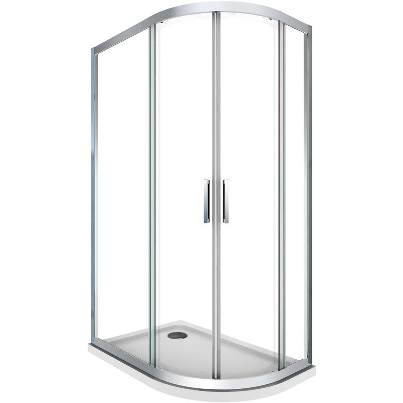 foto del prodotto box doccia 6 mm angolare curvo semicircolare profilo cromo reversibile h.190 80x120 sinistro piatto incluso