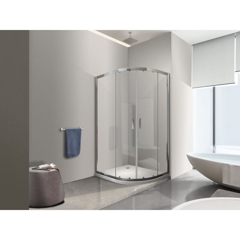 foto del prodotto box doccia 6 mm angolare curvo semicircolare profilo cromo reversibile h.190 80x120 sinistro piatto incluso nala