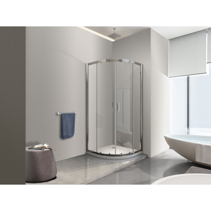 foto del prodotto box doccia 6 mm angolare curvo semicircolare profilo cromo reversibile h.190 80x80 nala