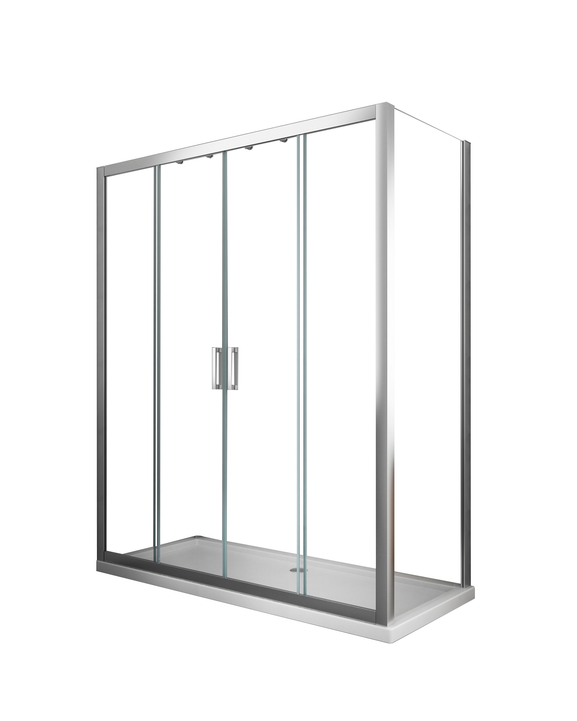 foto del prodotto box doccia 6 mm h 190 parete fissa e porta a 4 ante con apertura centrale misura 67,5 70 anta fissa porta 158 163