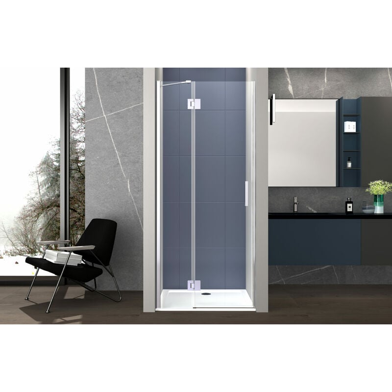 foto del prodotto box doccia 70 cm anta singola ad un battente per nicchia h200 cm cristallo anticalcare trasparente 6mm profilo cromato olly