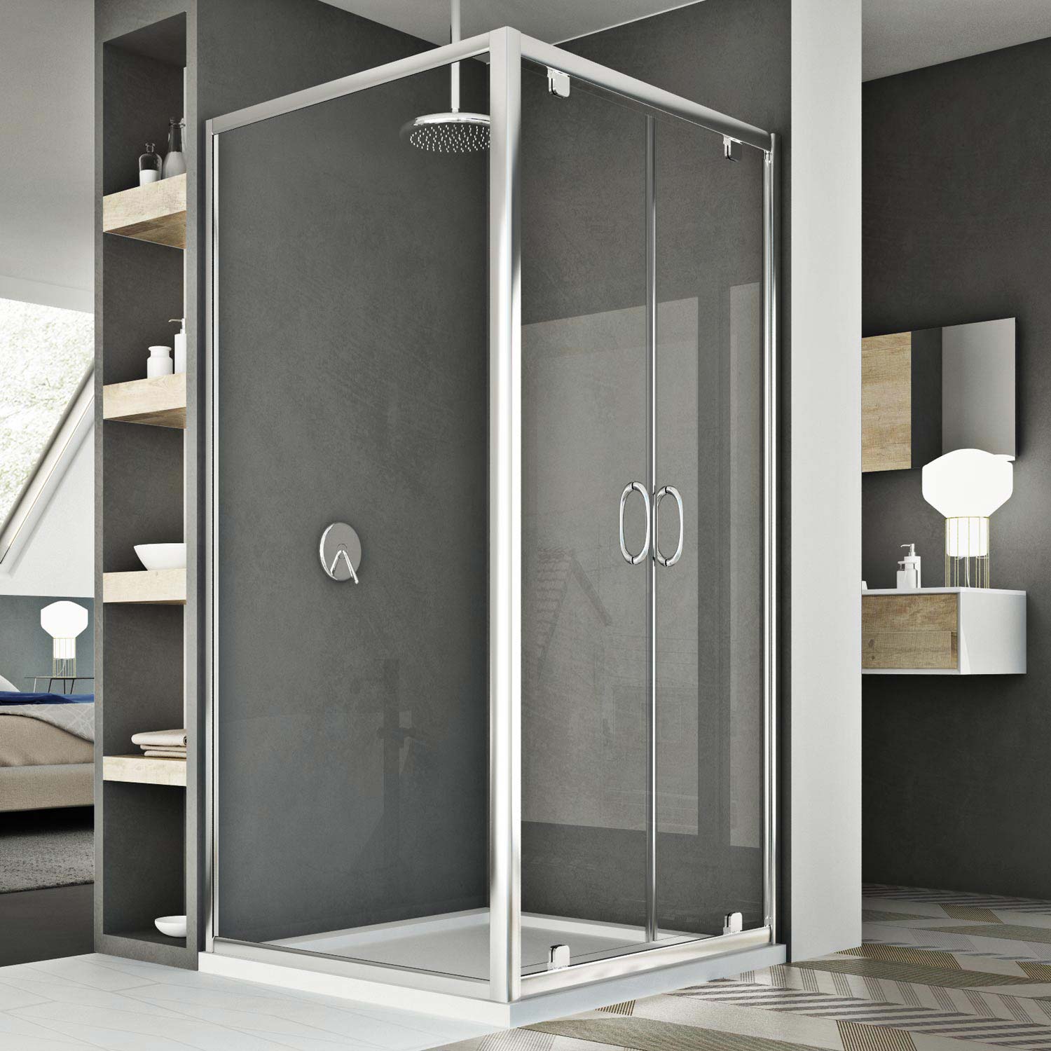 foto del prodotto box doccia 70x110 ap. 110 cm h185 trasparente mod. sintesi duo 2 ante