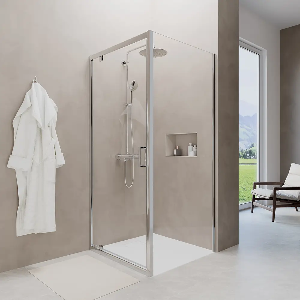 foto del prodotto box doccia 70x80 cm angolare apertura a battente vetro 6mm trasparente apulia