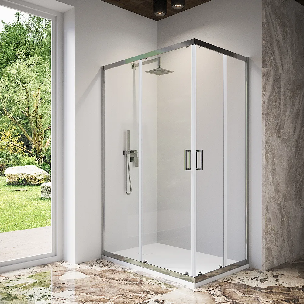 foto del prodotto box doccia 70x90 cm angolare scorrevole vetro trasparente 6 mm h185 tonga