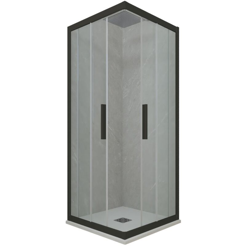 foto del prodotto box doccia 75x100 angolare scorrevole nero matt h 200 kolors
