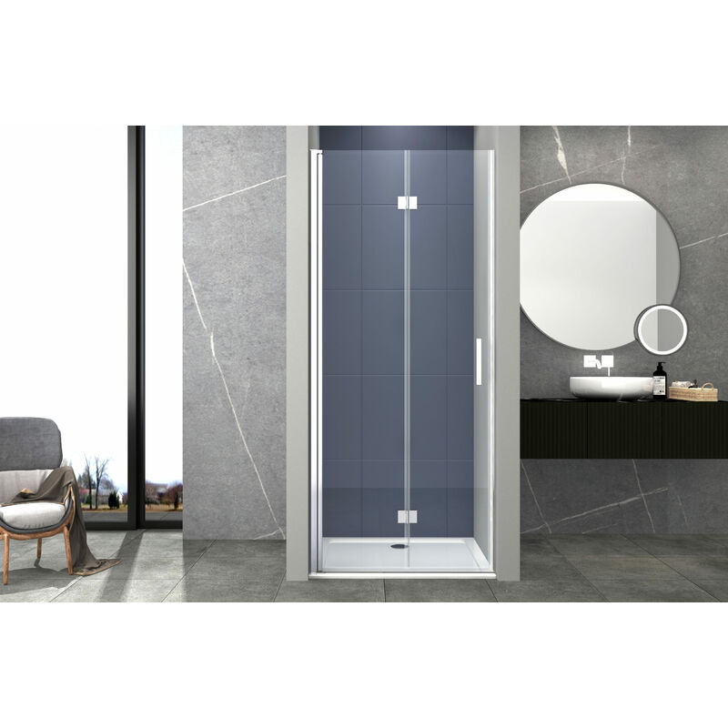 foto del prodotto box doccia 80 cm apertura a soffietto nicchia h200 cm cristallo 6mm profilo cromato liam