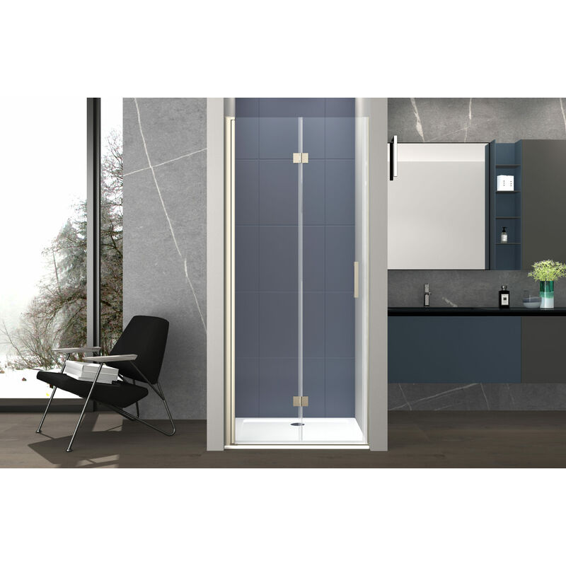 foto del prodotto box doccia 80 cm apertura a soffietto nicchia h200 cm cristallo 6mm profilo satinato liam