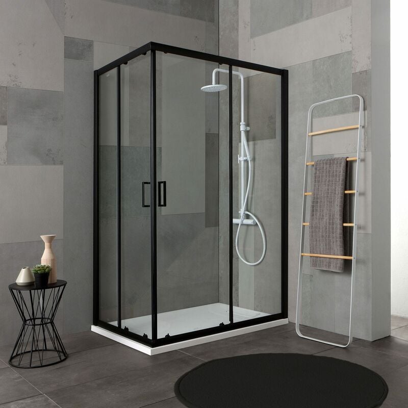 foto del prodotto box doccia 80x100 h 190 profilo nero opaco cristallo trasparente city