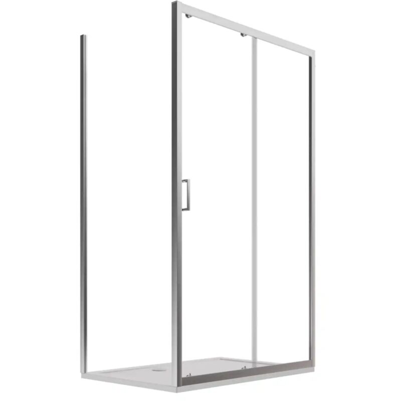 foto del prodotto box doccia 80x140 cm porta scorrevole e parete fissa profili in alluminio cromato vetro 6mm trasparente h190 reversibile mod. lipari