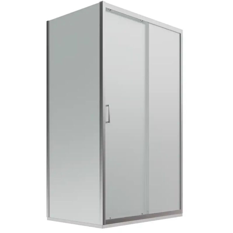 foto del prodotto box doccia 80x145 cm porta scorrevole e parete fissa profili in alluminio cromato vetro 6mm opaco h190 reversibile mod. lipari