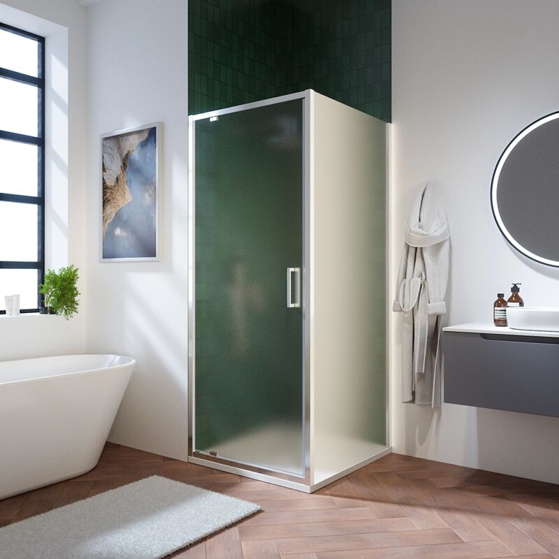 foto del prodotto box doccia 80x70 cm con apertura a battente vetro 6mm opaco con trattamento easy clean h195 reversibile mod. aruba