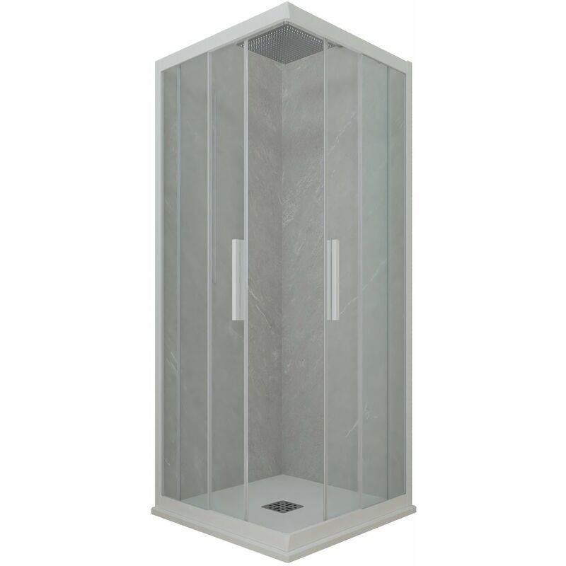 foto del prodotto box doccia 80x80 angolare scorrevole bianco matt h 200 kolors