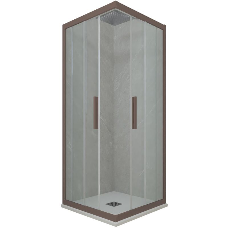 foto del prodotto box doccia 80x80 angolare scorrevole chocolate h 200 kolors