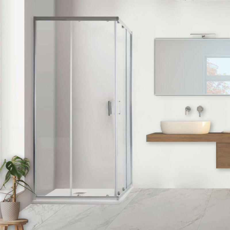 foto del prodotto box doccia 80x80 h195 da 6mm cristallo trasparente mod. easy 2 ante scorrevoli