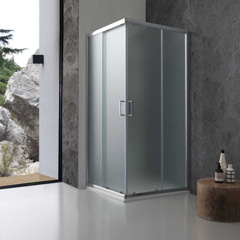 foto del prodotto box doccia 80x80 quadrato giada cristallo opaco 6 mm