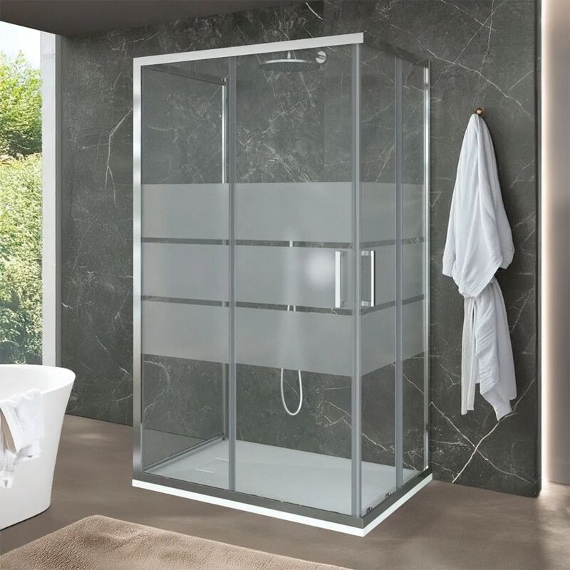foto del prodotto box doccia 80x80x80 cm con doppio scorrevole serigrafato h 200 cm ted