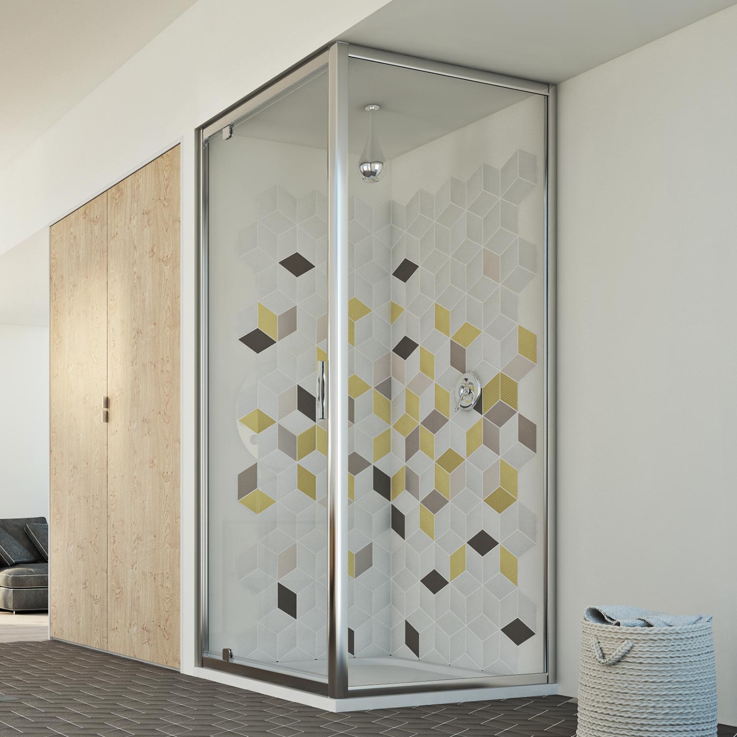 foto del prodotto box doccia 80x90 ap. 90 cm h198 trasparente mod. cristal duo 1 anta