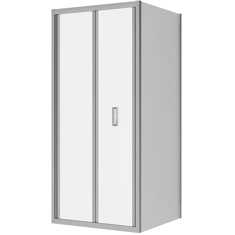 foto del prodotto box doccia 90x100 cm angolare apertura a libro con parete fissa profili in alluminio cromati vetro 6mm opaco h190 reversibile mod. capri