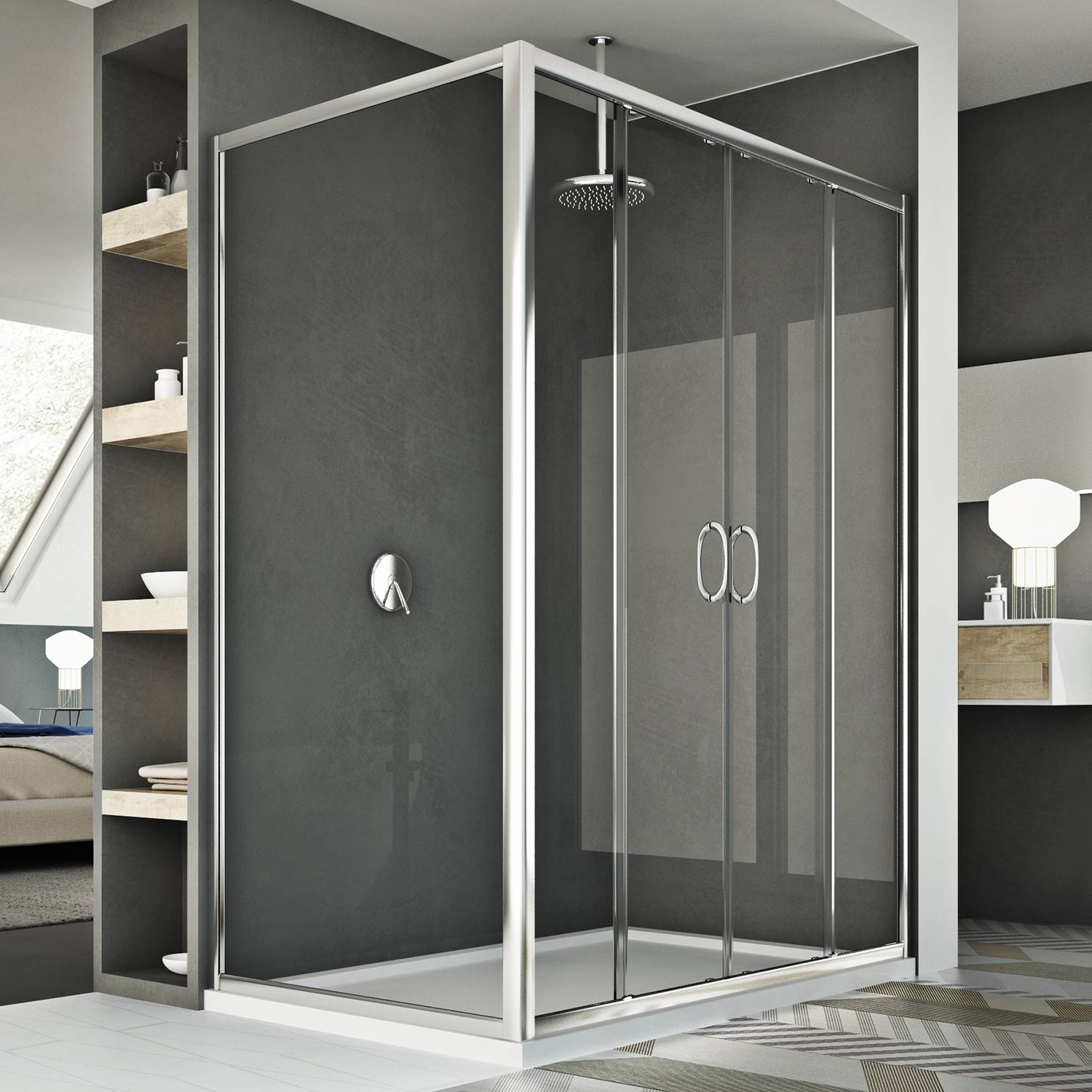 foto del prodotto box doccia 90x170 cm h185 trasparente mod. replay duo 2 ante