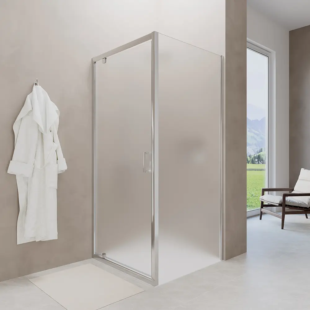 foto del prodotto box doccia 90x80 cm angolare apertura a battente vetro 6mm opaco apulia
