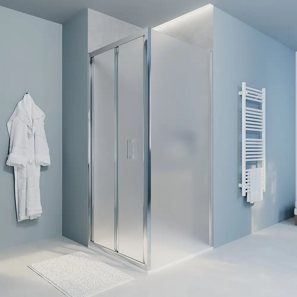 foto del prodotto box doccia 90x80 cm angolare apertura a libro vetro 6mm opaco capri