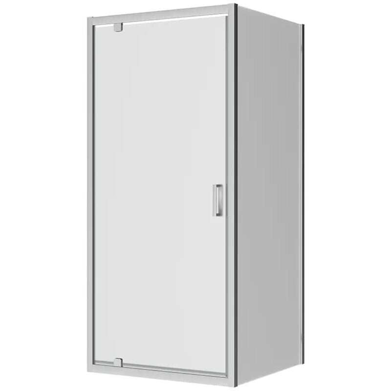 foto del prodotto box doccia 90x90 cm angolare porta battente e parete fissa profili in alluminio cromati vetro 6mm opaco h190 - reversibile mod. apulia