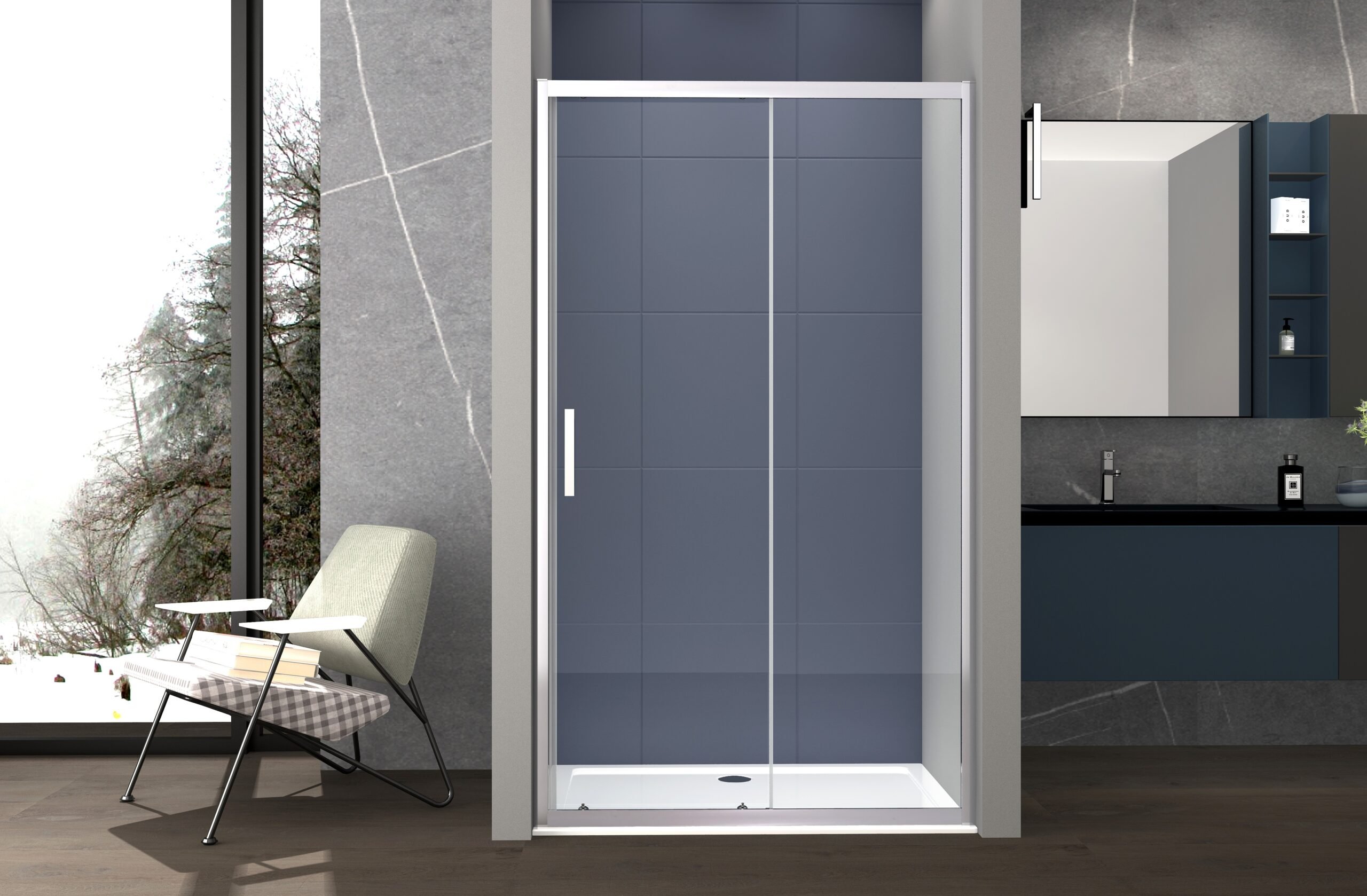 foto del prodotto box doccia a nicchia 165 cm porta scorrevole apertura laterale h195 cm alba cromato