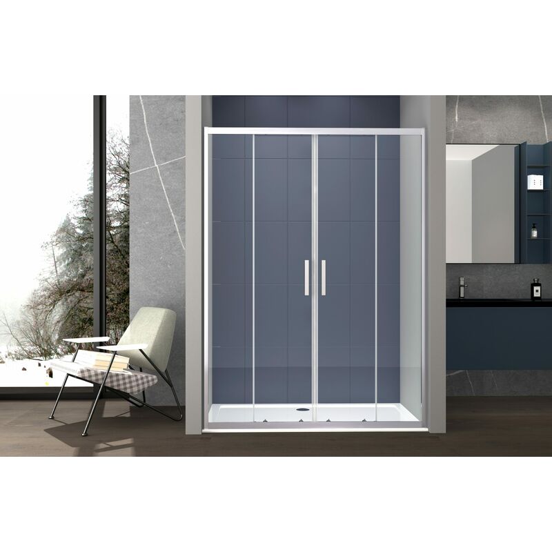 foto del prodotto box doccia a nicchia 190 cm porta scorrevole apertura centrale h195 cm lisa cromato