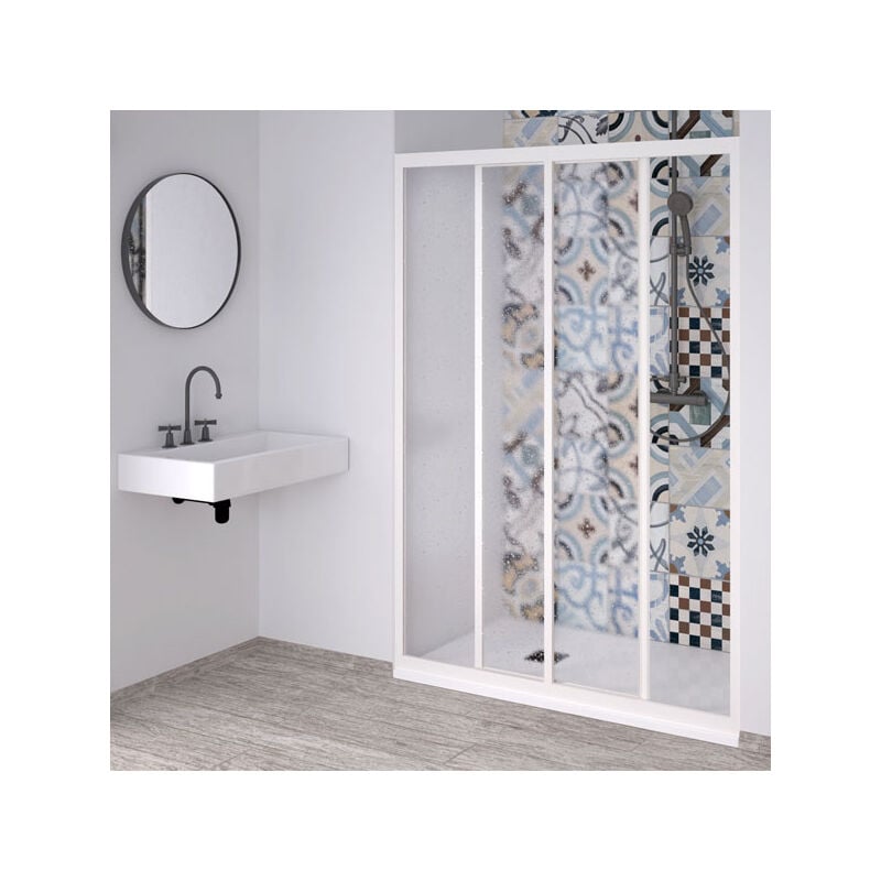 foto del prodotto box doccia a nicchia acril in acrilico con profili in pvc apertura laterale riducibile made in italy 140 x h 190 cm