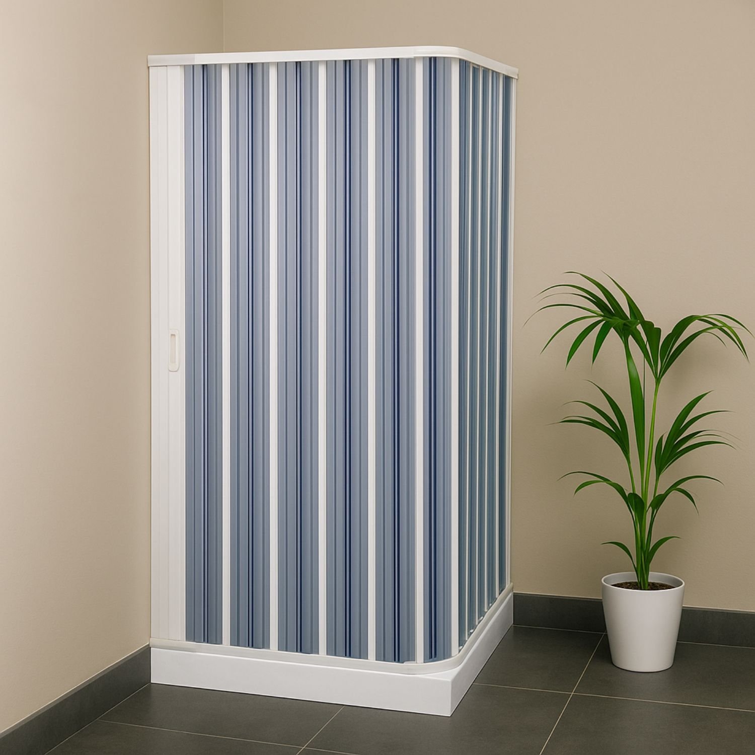 foto del prodotto box doccia a soffietto a due lati in pvc guide estensibili aperture reversibili *** misure 68-80 x 68-80 cm, confezio...