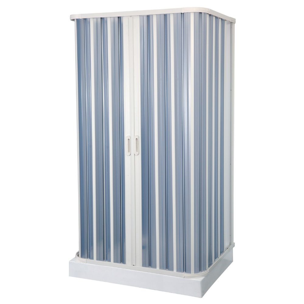 foto del prodotto box doccia a soffietto a tre lati in pvc guide estensibili aperture reversibili misure 68 80 x 80 x 68 80 cm, con...