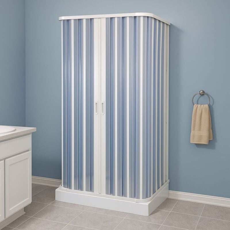 foto del prodotto box doccia a soffietto a tre lati in pvc guide estensibili aperture reversibili misure 68 80 x 80 x 68 80 cm confezione 1