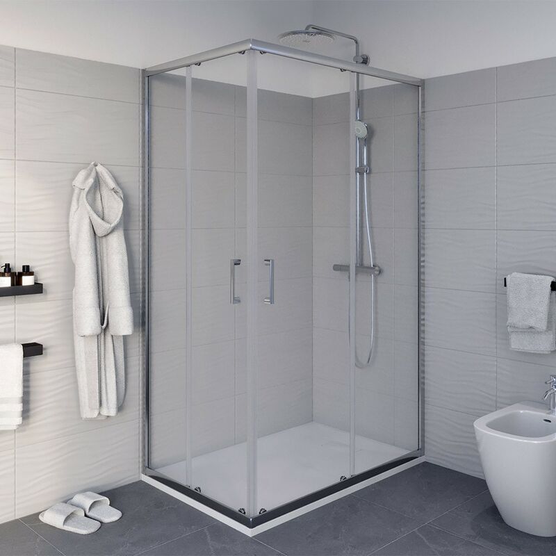 foto del prodotto box doccia angolare 70x120 cm icon doppio scorrevole con vetro trasparente