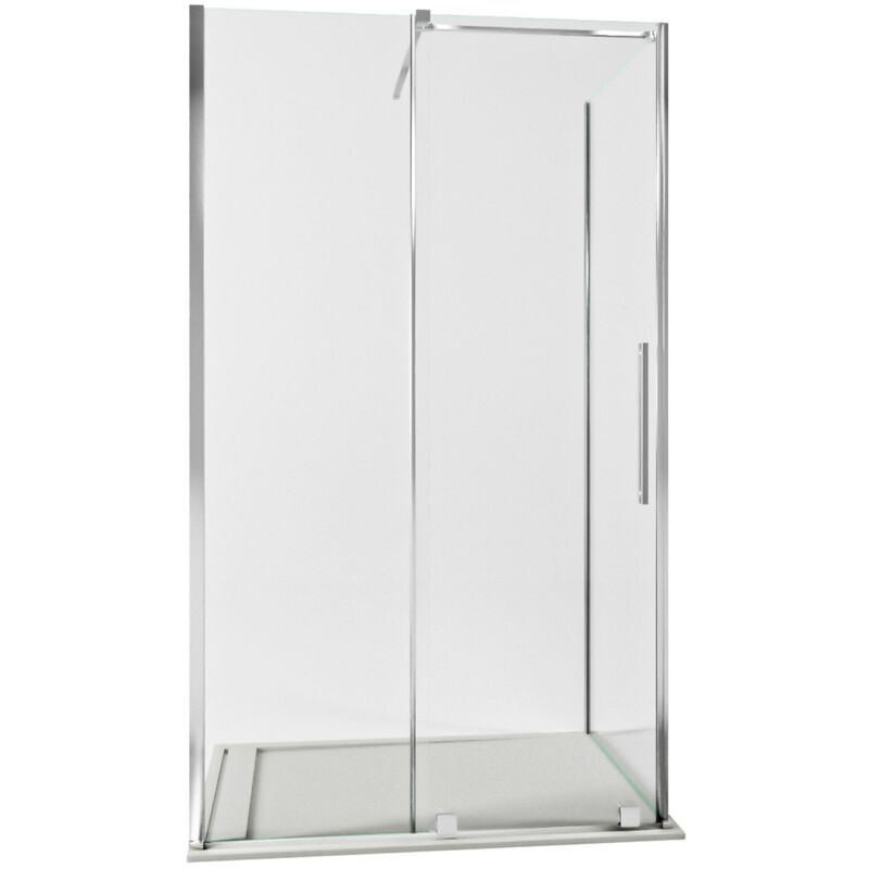 foto del prodotto box doccia angolare 70x140 cm 1 anta scorrevoli senza profili in cristallo trasparente 8mm h200 bonussi uriel