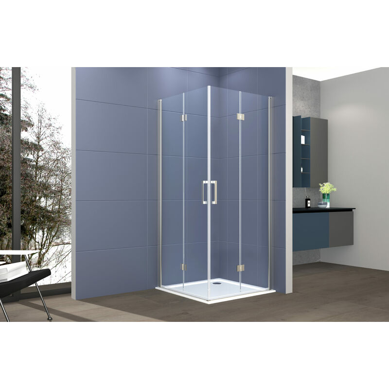 immagine 0 del prodotto box doccia angolare 70x70 cm apertura due porte soffietto h200 cm cristalli trasparente 6mm profilo satinato elio