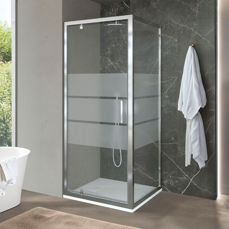 foto del prodotto box doccia angolare 70x70 cm con porta battente in cristallo serigrafato ted