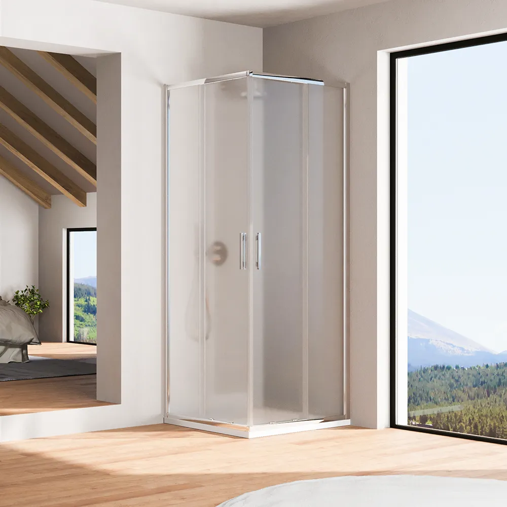 foto del prodotto box doccia angolare 70x70cm con profili cromati slim vetro 6mm opaco h190 portofino