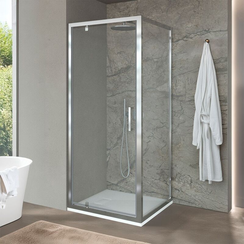 immagine 0 del prodotto box doccia angolare 70x90 cm con porta battente in cristallo trasparente ted