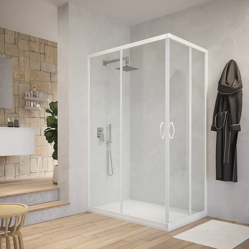 foto del prodotto box doccia angolare 70x90 cm trasparente 4 mm profili bianchi grenada