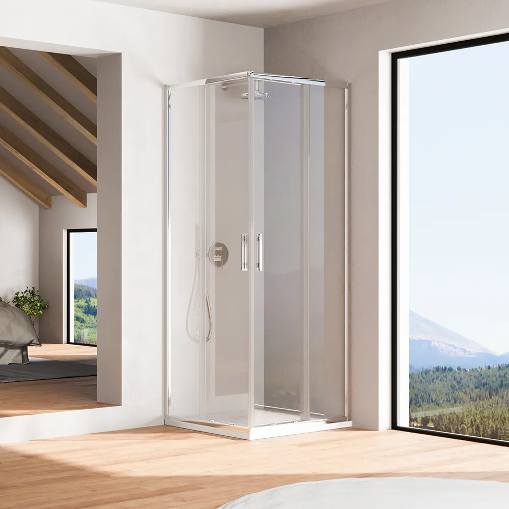 foto del prodotto box doccia angolare 70x90cm con profili cromati slim vetro 6mm trasparente h190 portofino