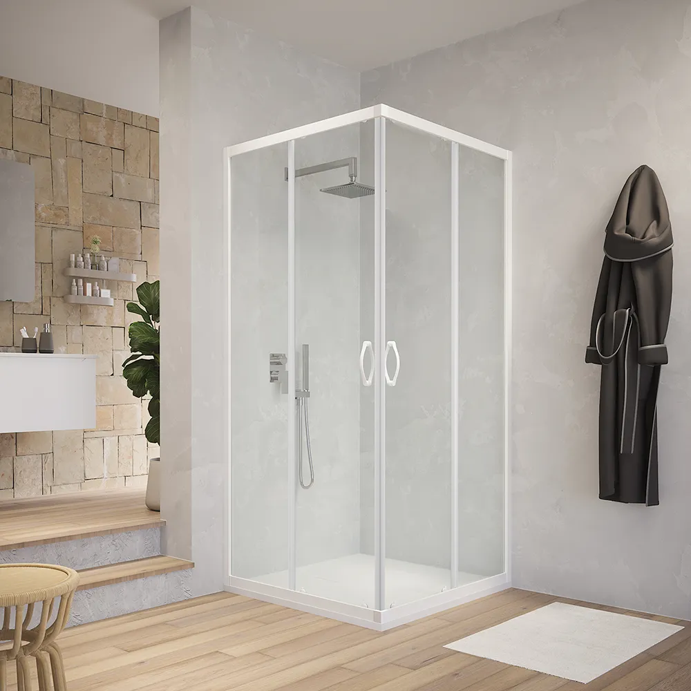 foto del prodotto box doccia angolare 75x75 cm trasparente 4 mm profili bianchi grenada