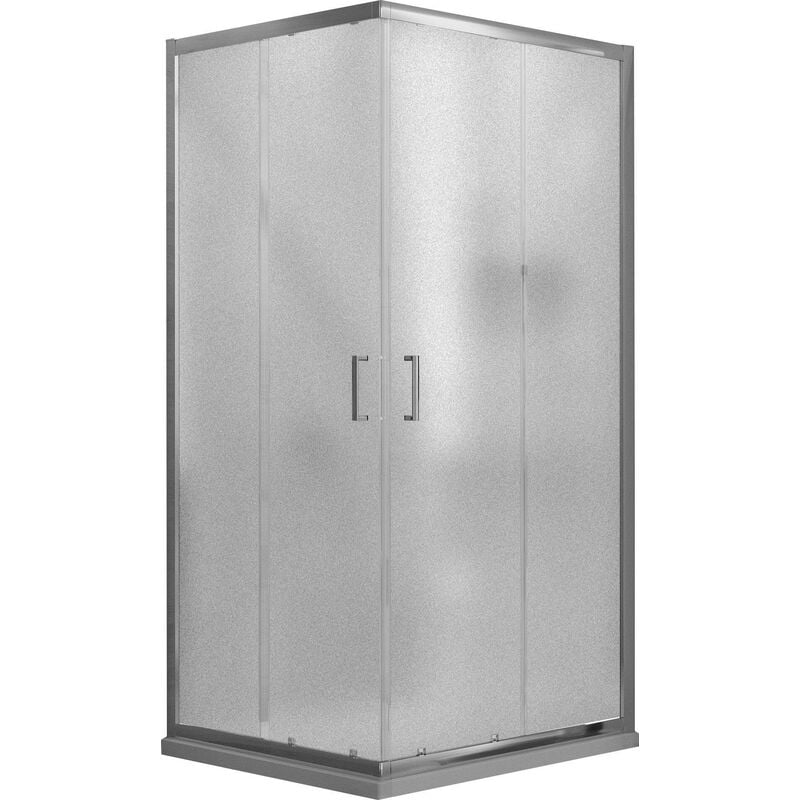 foto del prodotto box doccia angolare 75x90 cm 2 ante scorrevoli in cristallo opaco 6mm h198 fosterberg dragor