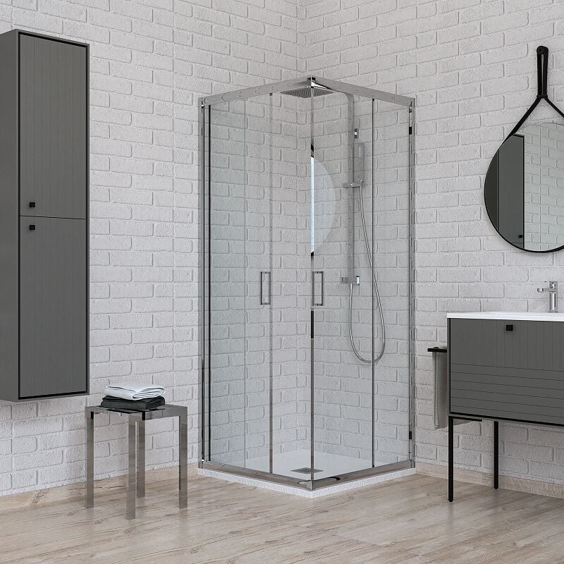 foto del prodotto box doccia angolare 80 x 100 vetro trasparente ercos gold golt8010 80x100 cm 78 80 x 98 100 