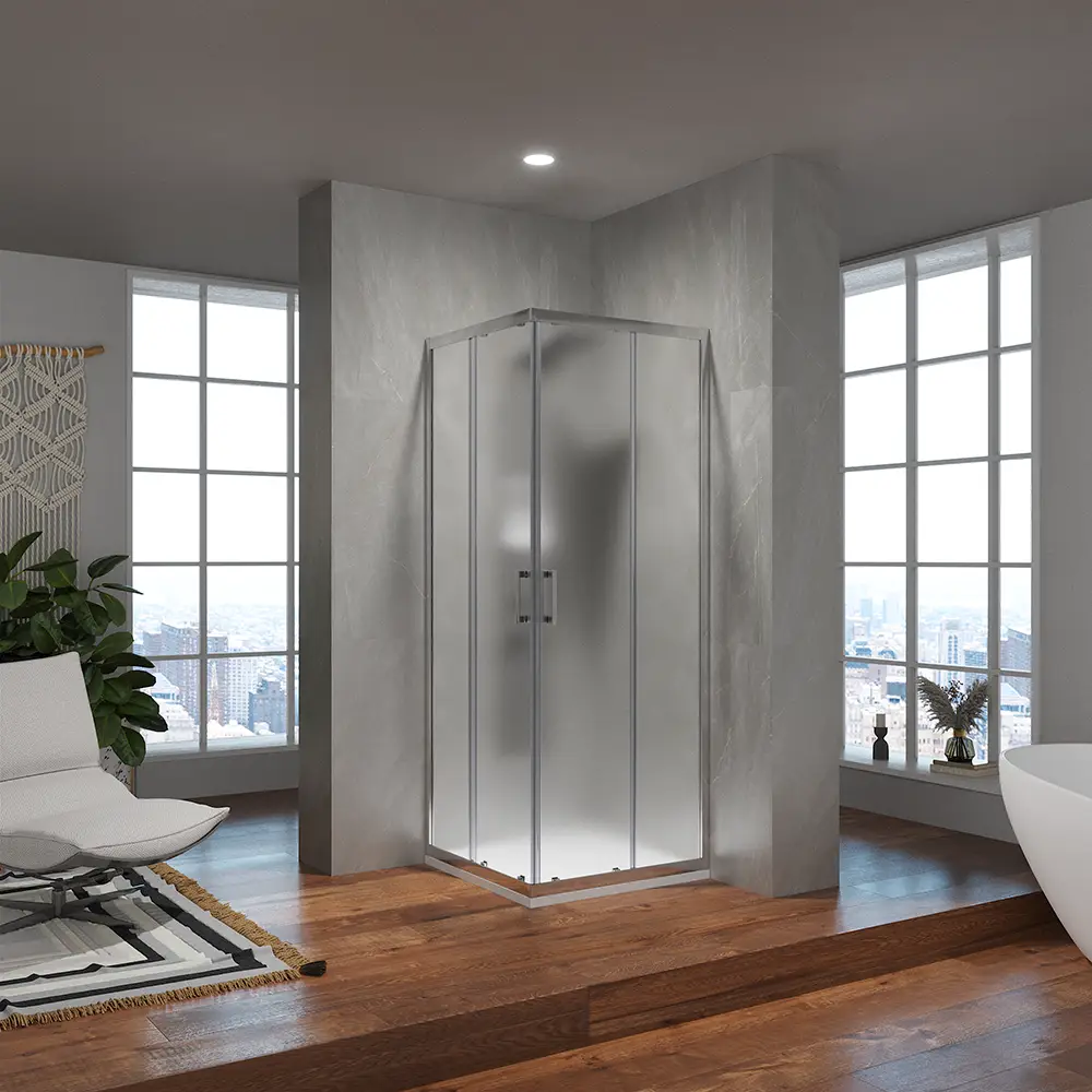 foto del prodotto box doccia angolare 80x100 cm apertura scorrevole in vetro 6mm opaco h198 tahiti